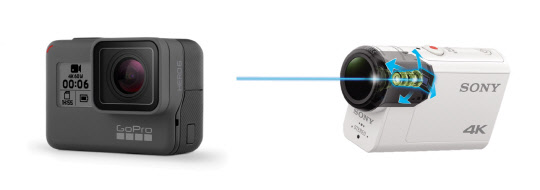 액션캠 고프로 '히어로'(사진 왼쪽)와 소니 'FDR-X3000'. 고프로, 소니코리아 제공